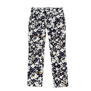Tyler Boe Pant Women's Floral Blue White Size 4 98% Cotton 2% spandex
